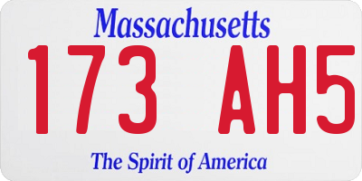 MA license plate 173AH5