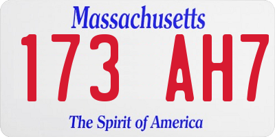 MA license plate 173AH7