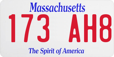 MA license plate 173AH8