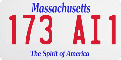 MA license plate 173AI1