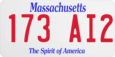 MA license plate 173AI2