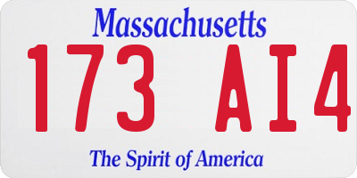 MA license plate 173AI4