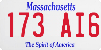 MA license plate 173AI6