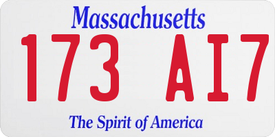 MA license plate 173AI7