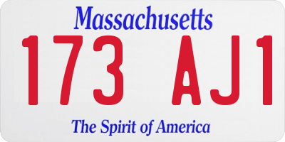 MA license plate 173AJ1