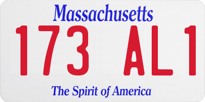 MA license plate 173AL1