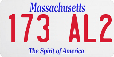 MA license plate 173AL2