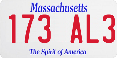 MA license plate 173AL3
