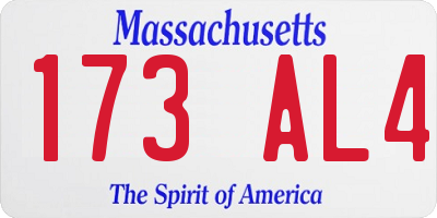 MA license plate 173AL4