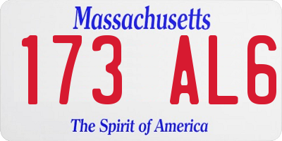 MA license plate 173AL6