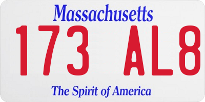 MA license plate 173AL8