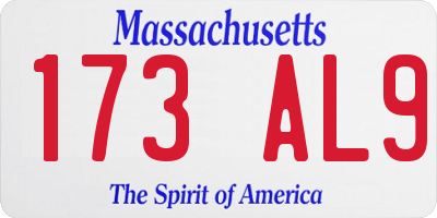 MA license plate 173AL9