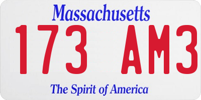 MA license plate 173AM3
