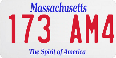 MA license plate 173AM4