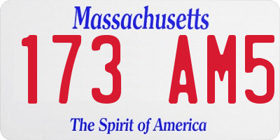 MA license plate 173AM5