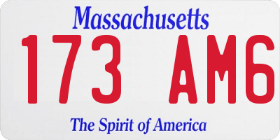MA license plate 173AM6