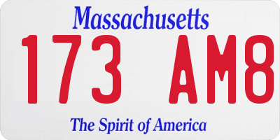 MA license plate 173AM8
