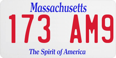 MA license plate 173AM9