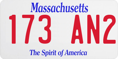 MA license plate 173AN2