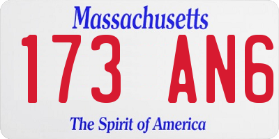 MA license plate 173AN6