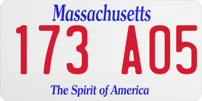 MA license plate 173AO5