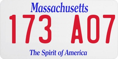 MA license plate 173AO7