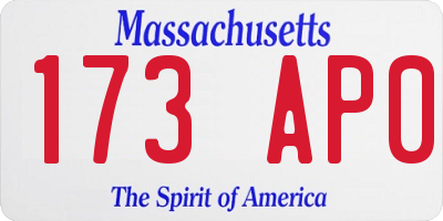 MA license plate 173AP0