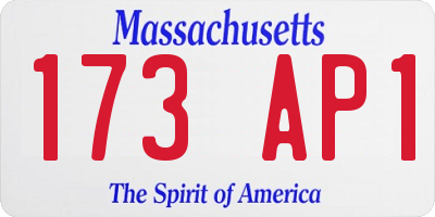 MA license plate 173AP1