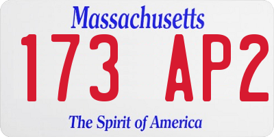 MA license plate 173AP2