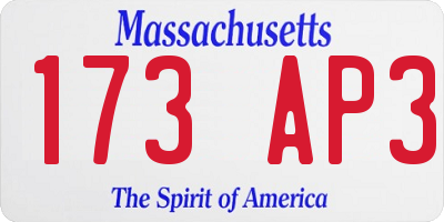 MA license plate 173AP3