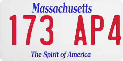 MA license plate 173AP4