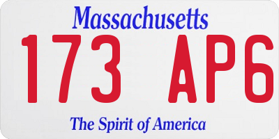 MA license plate 173AP6