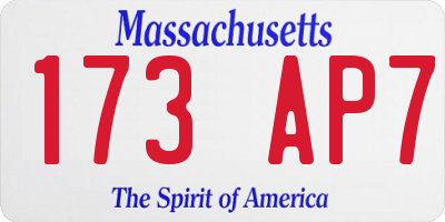 MA license plate 173AP7