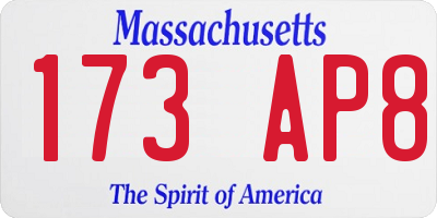 MA license plate 173AP8