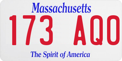 MA license plate 173AQ0