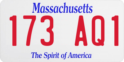 MA license plate 173AQ1