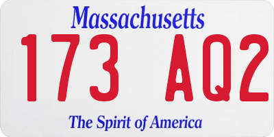 MA license plate 173AQ2