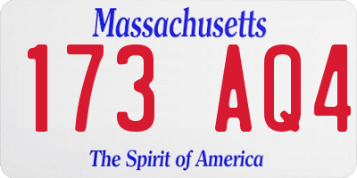 MA license plate 173AQ4