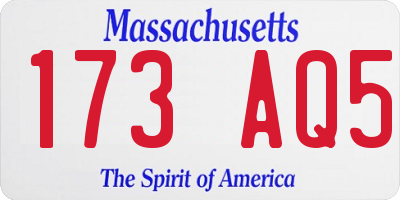 MA license plate 173AQ5