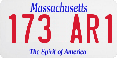 MA license plate 173AR1