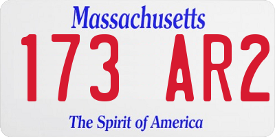 MA license plate 173AR2