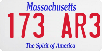 MA license plate 173AR3