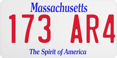 MA license plate 173AR4