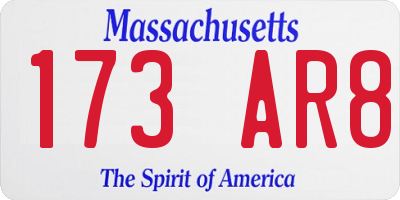 MA license plate 173AR8