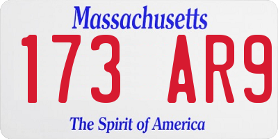 MA license plate 173AR9
