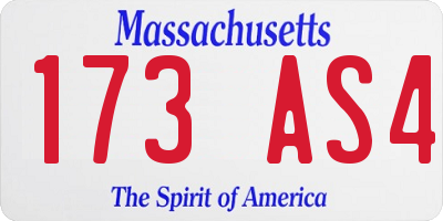 MA license plate 173AS4