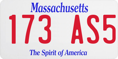 MA license plate 173AS5