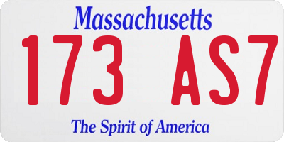 MA license plate 173AS7