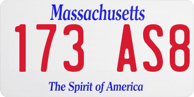 MA license plate 173AS8