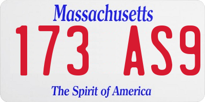 MA license plate 173AS9